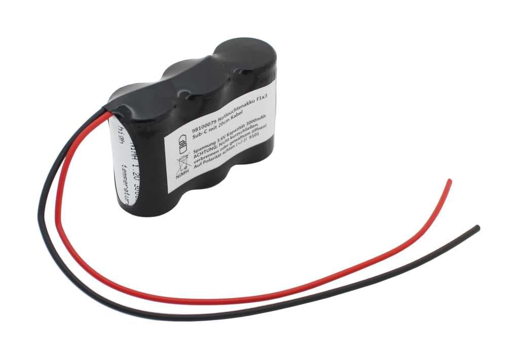 Notleuchtenakku NiMH 3,6V 3000mAh F1x3 Sub-C mit 200mm Kabel einseitig