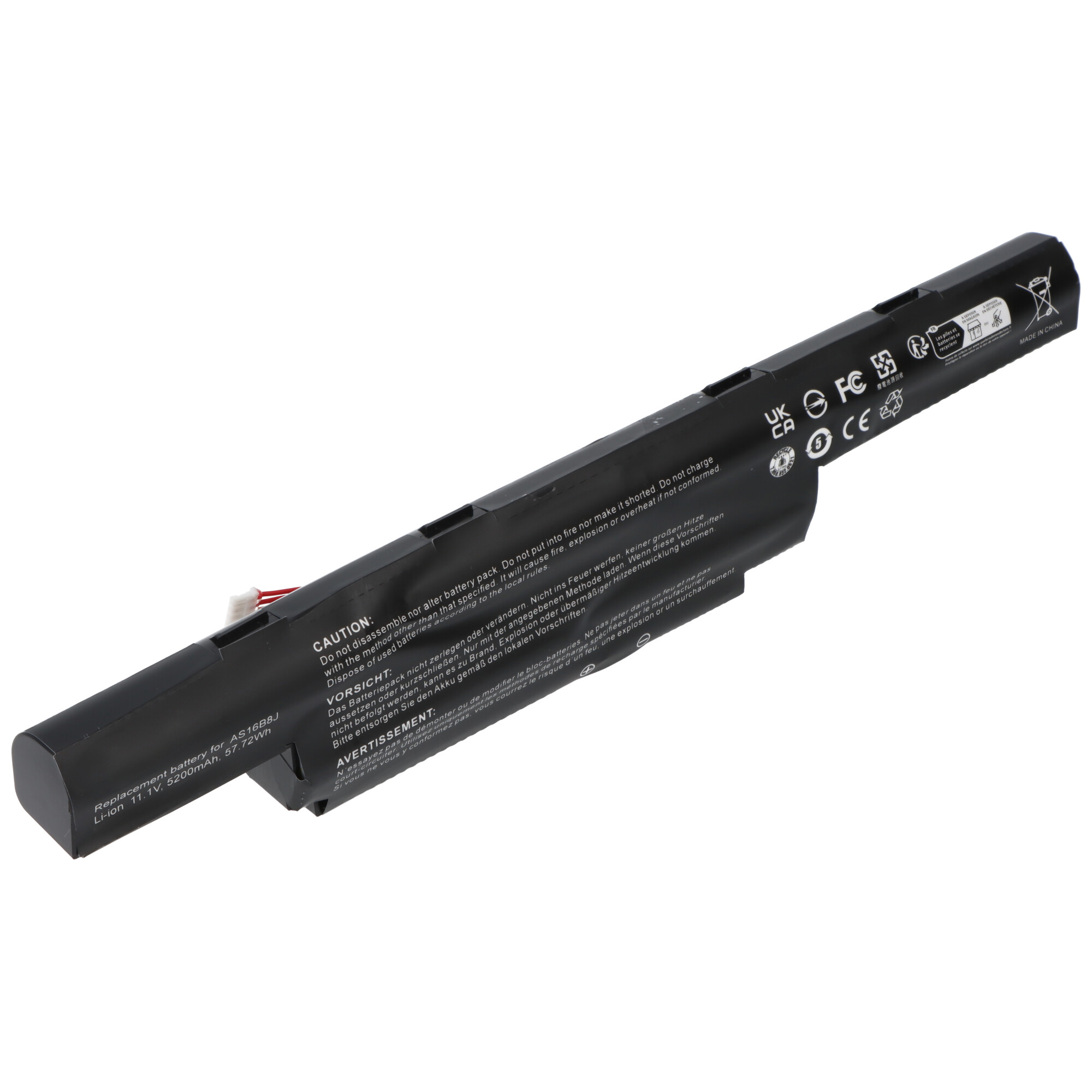 Akku passend für Acer Aspire E5-575G-53VG, E5-575-33BM, AS16B5J, AS16B8J, 11,1V, 5200mAh