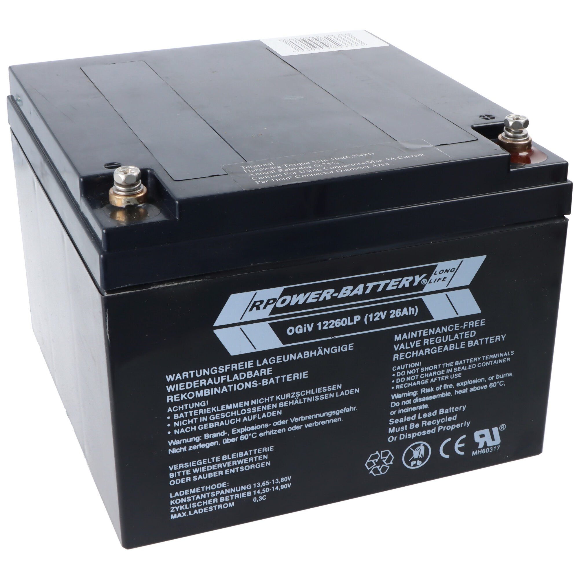 RPower OGiV12260LP 12V 26Ah Longlife Bleiakku AGM Blei Gel Akku