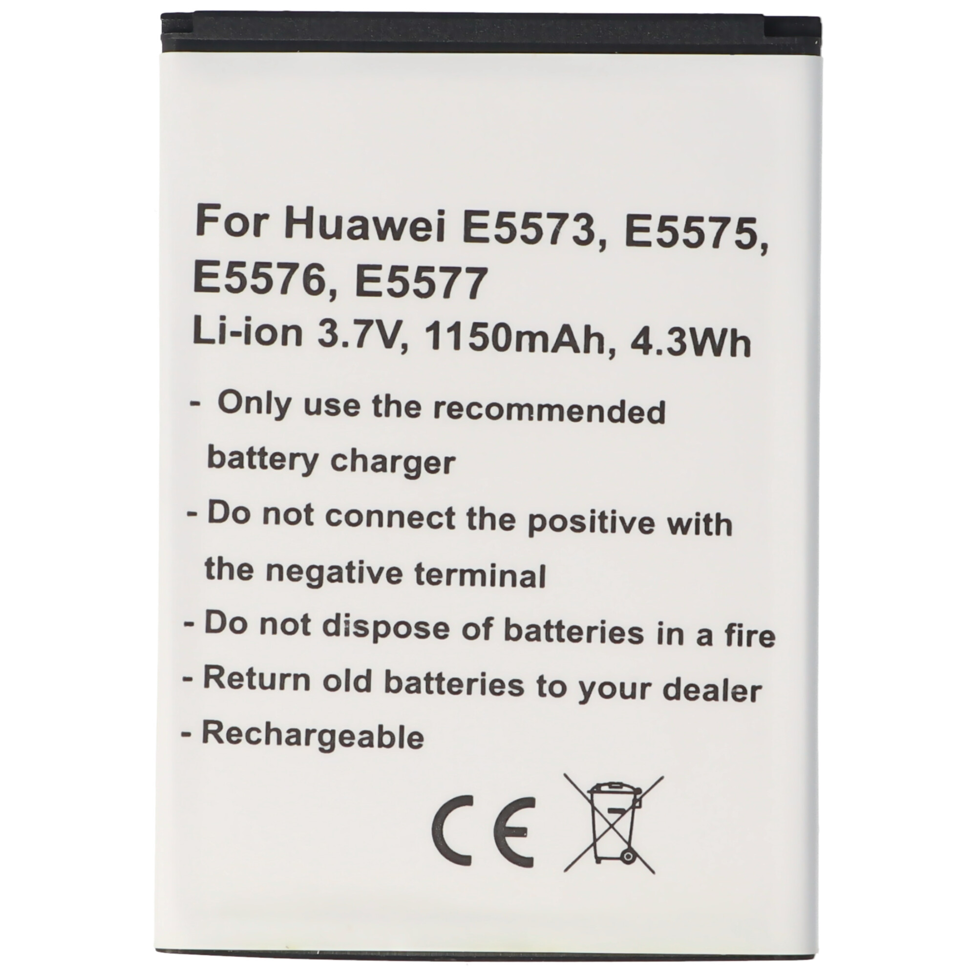 Akku passend für Huawei E5573, E5575, E5576, E5577, Li-Ion, 3,7V, 1150mAh, 4,3Wh - 1ICP4/45/62
