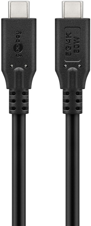 USB-C Ladekabel USB 3.2 Gen 1 Kabel, USB-C auf USB-C Ladekabel, 60 W, schwarz