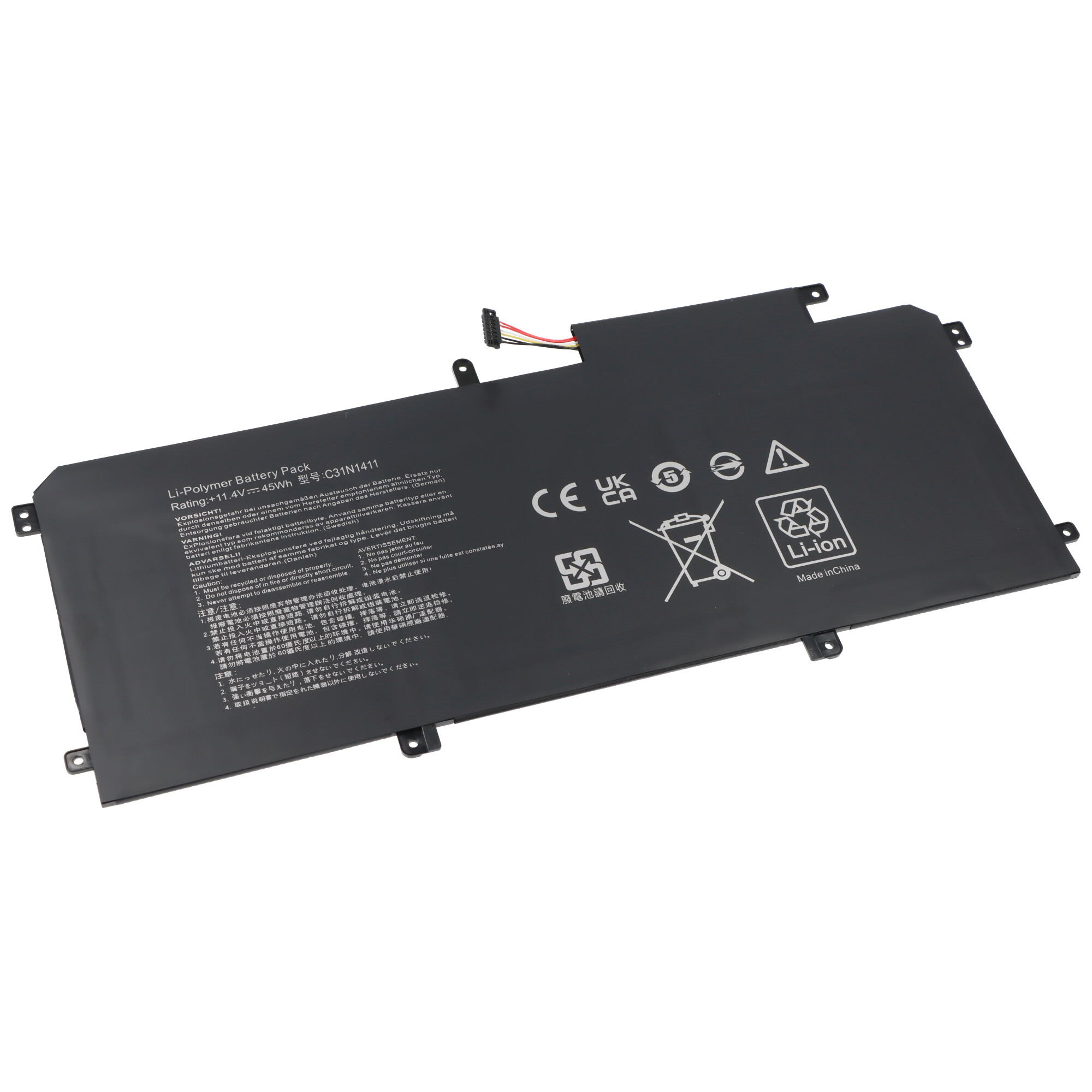 Akku passend für ASUS U305L, Zenbook UX305, Li-Polymer, 11,4V, 3800mAh, 43,3Wh, built-in, ohne Werkzeug
