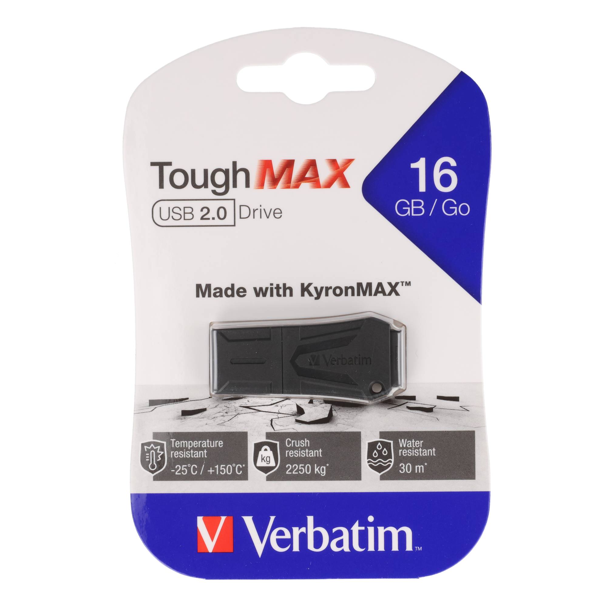 Verbatim USB 2.0 Stick 16GB, ToughMAX, schwarz KyronMAX Thermo Protect, Retail-Blister