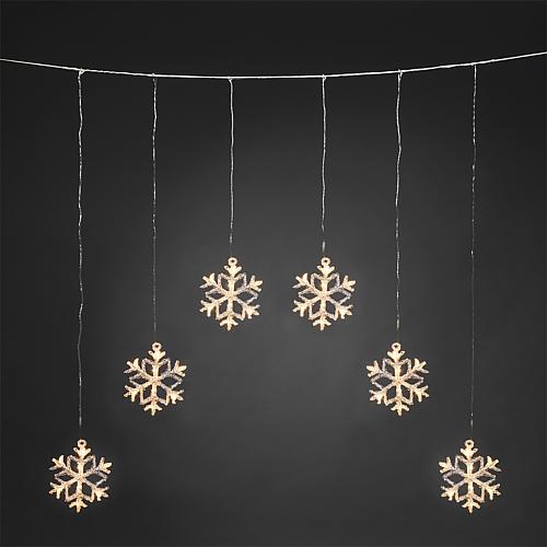 LED Lichtervorhang mit Schneeflocken 48 ww LED 4044-103