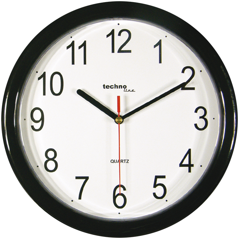 WT 600 - klassische Wanduhr mit Kunststoffrahmen in schwarz von Technoline