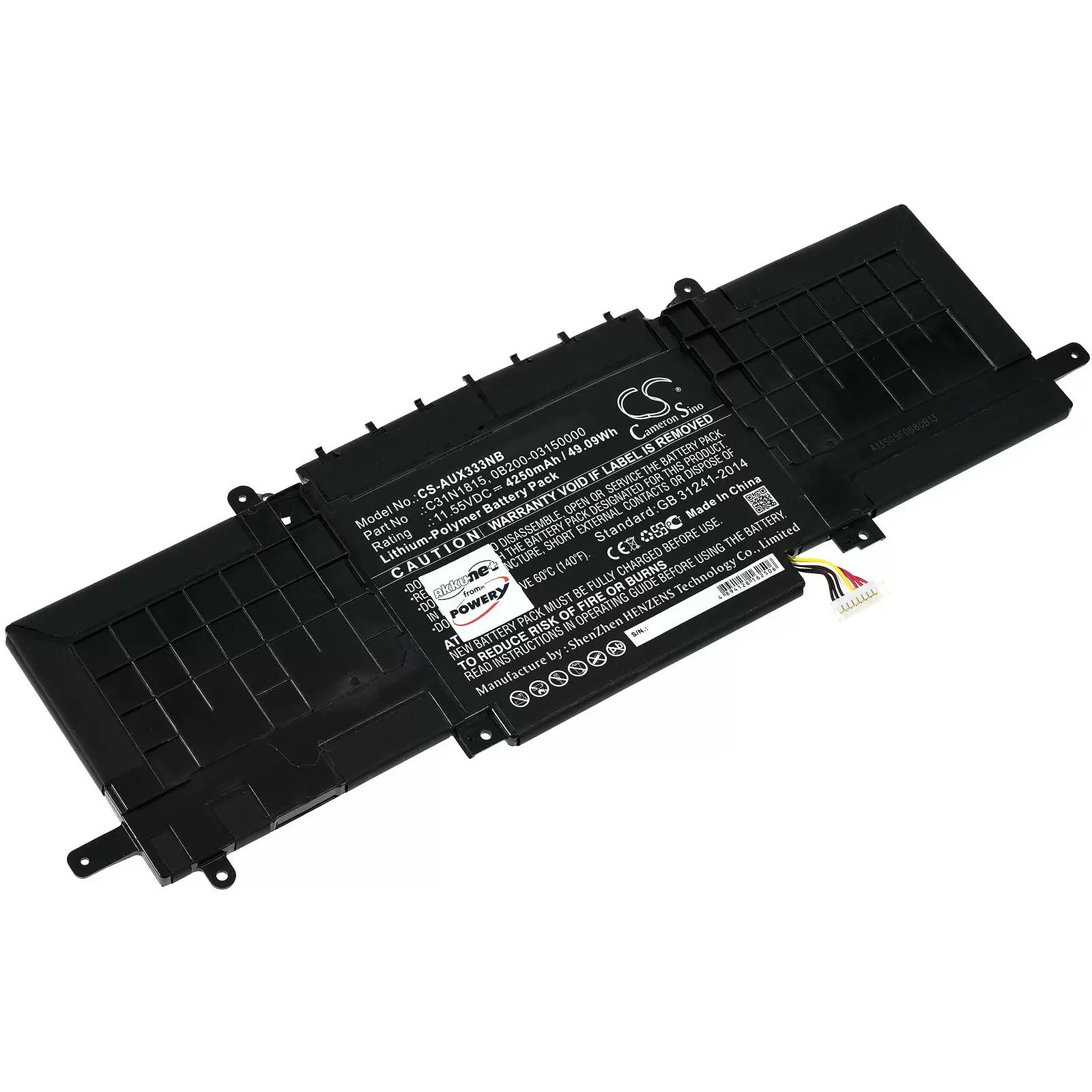 Akku passend für Laptop Asus ZenBook 13 UX333FA-A4011t, UX333FA-A4081t, Typ C31N1815 u.a. - 11,55V - 4250 mAh