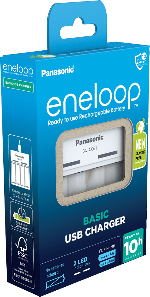 Eneloop Akku NiMH, Universal Ladegerät, Basic USB Charger ohne Akkus, Retail-Box