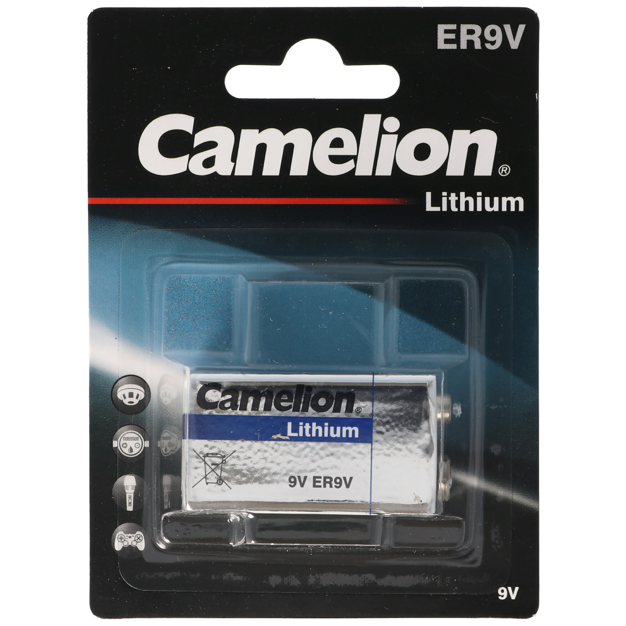 Marken Lithium Batterie 9 Volt, CR9V E-Block, U9VL, U9VL-J, U9-VL, U-9VL ideal für Rauchmelder, Messgeräte