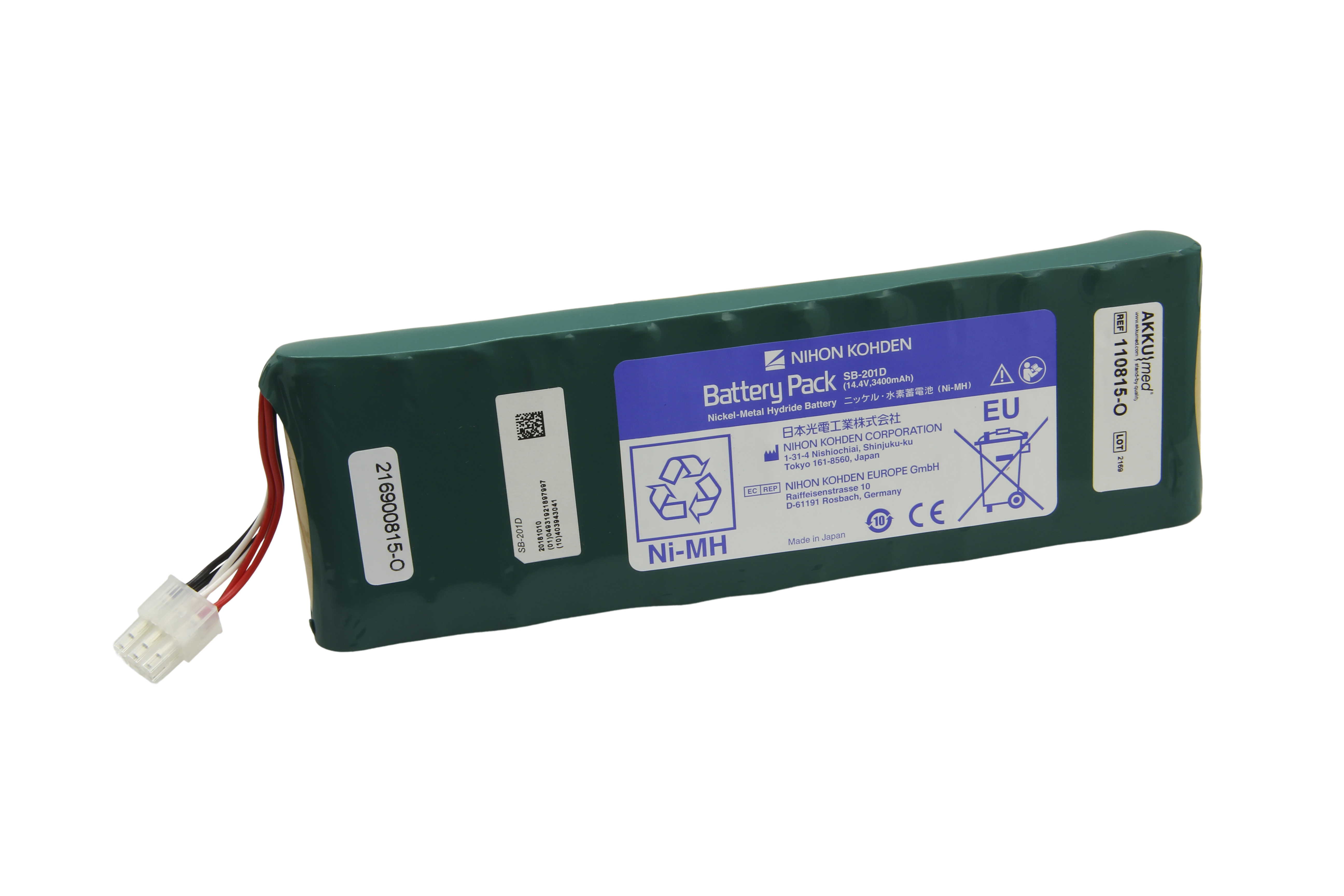 Original NiMH Akku Nihon Kohden Cardiofax G ECG-2550 Monitor - X078 SB-201D