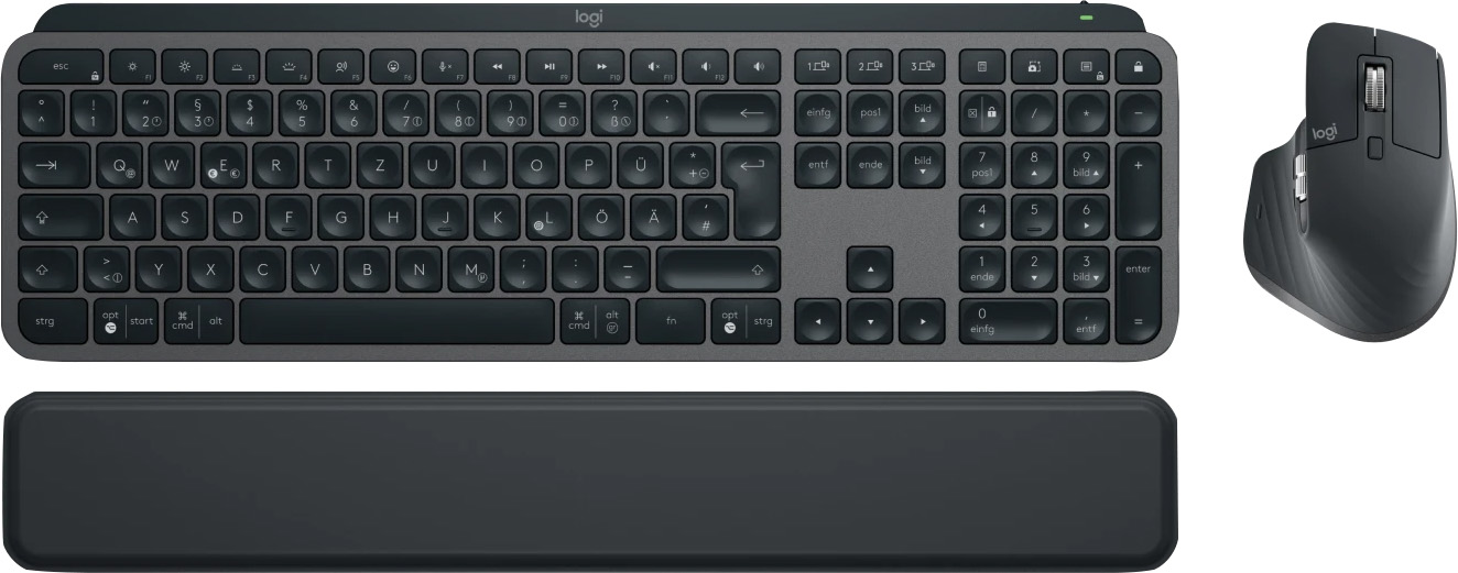 Logitech Tastatur-Maus Set MX Keys S, Wireless, Bluetooth, grafit Illuminated, DE, Laser, 200-8000dpi, Bolt, Retail