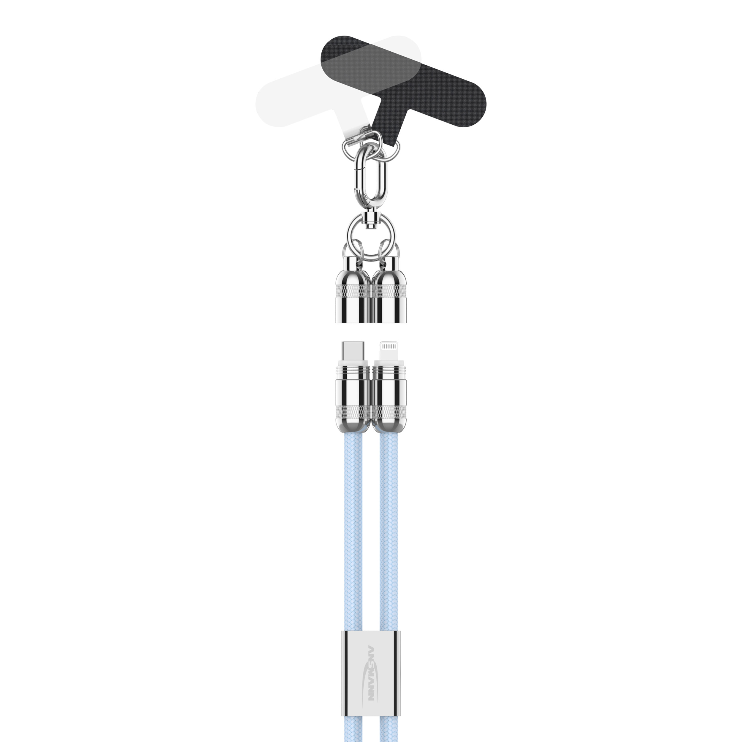 Ansmann Smartphone Lanyard-Ladekabel, USB-C auf Lightning, Kabellänge 1,2 Meter, blau