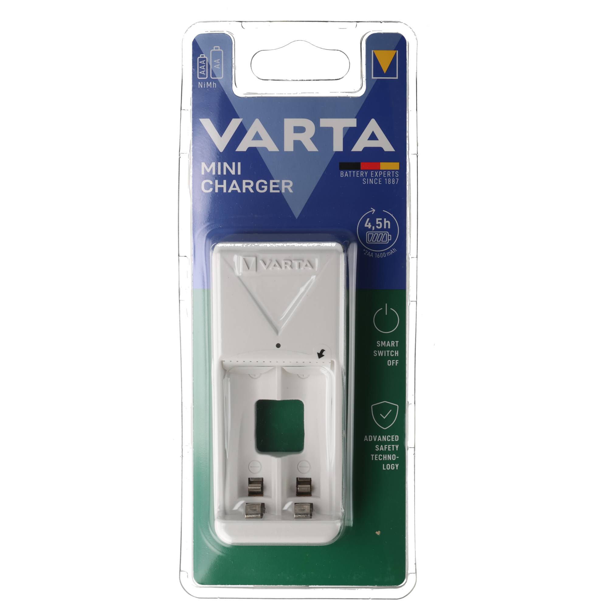 Varta Akku NiMH, Universal Ladegerät, Mini Charger ohne Akkus, für AA/AAA, Retail
