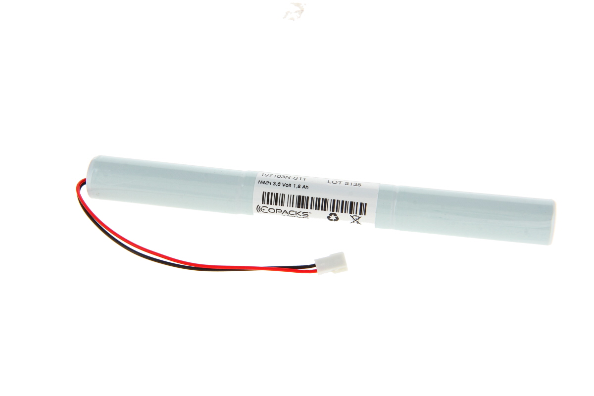 CoPacks NiMH Akku Not- und Sicherheitsbeleuchtung - AA-Size - 3,6 V 1800 mAh 150x15 mm (Molex-Stecker)