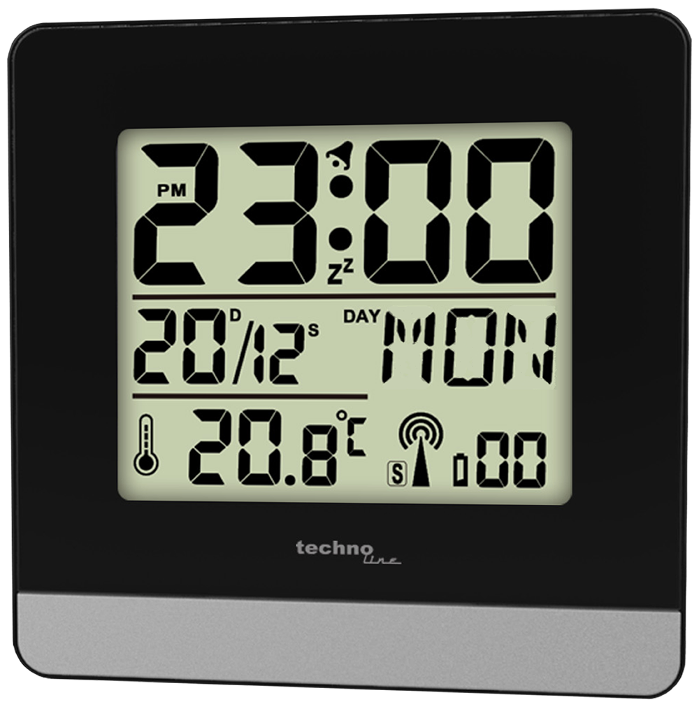 WT 260 - Funkwecker beleuchtet mit manueller Einstelloption, Wochentagsanzeige, Innentemperaturanzeige, Alarm mit Weckwiederholung