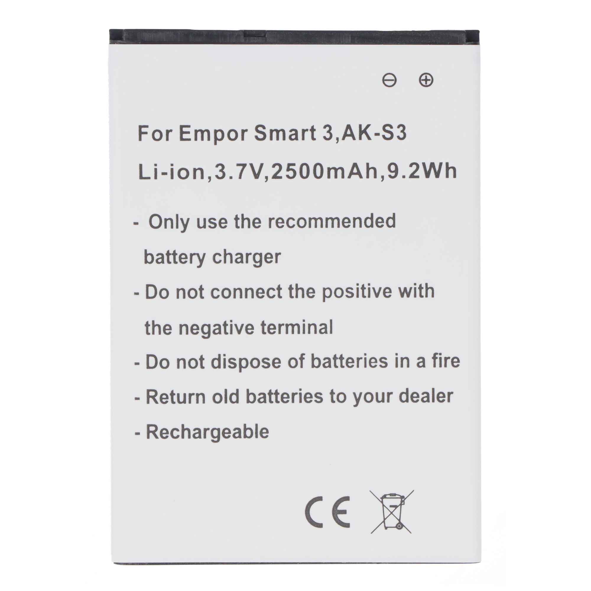 Akku passend für Emporia Smart 3 AK-S3 Li-ion 3,7V 2500mAh 9,2Wh
