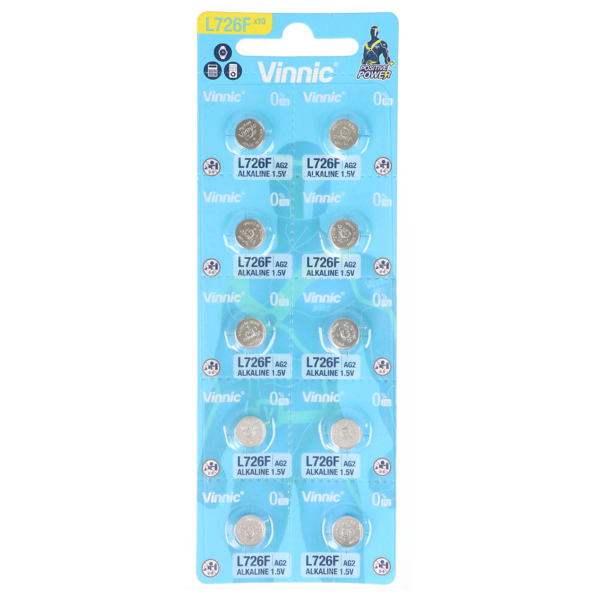10 Stück AG2 Knopfzellen Mini Vinnic G2, AG2, L726, LR59 Alkaline Batterie
