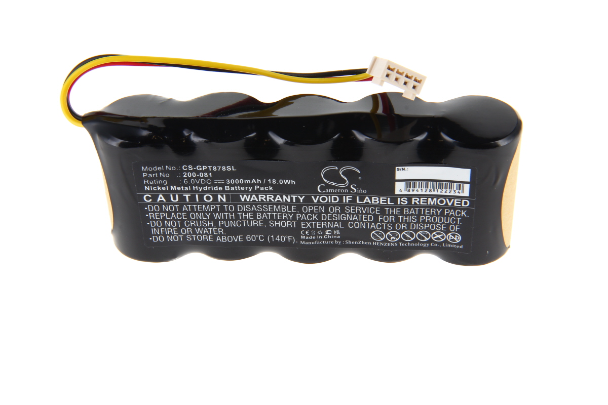 NiMH Akku passend für Messgerät Panametrics PT878, Magna-Mike 8500 - 6,0 V 3000 mAh 112,3x45x22,8 mm