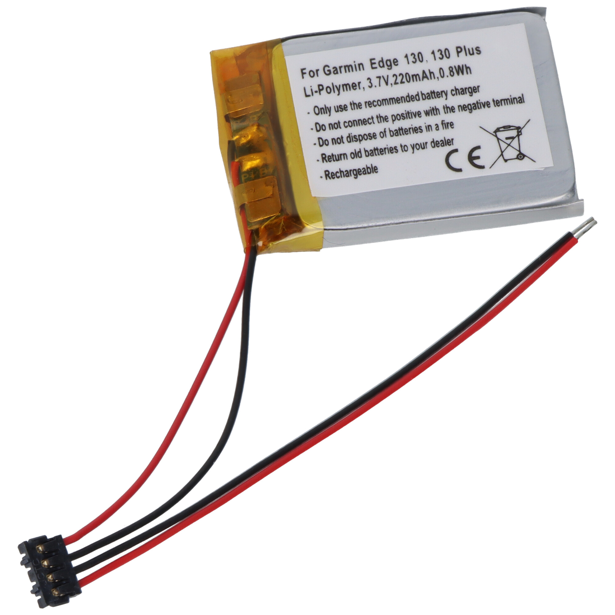 Akku passend für Garmin Edge 130, 130 Plus, Li-Polymer, 3,7V, 220mAh, 0,8Wh