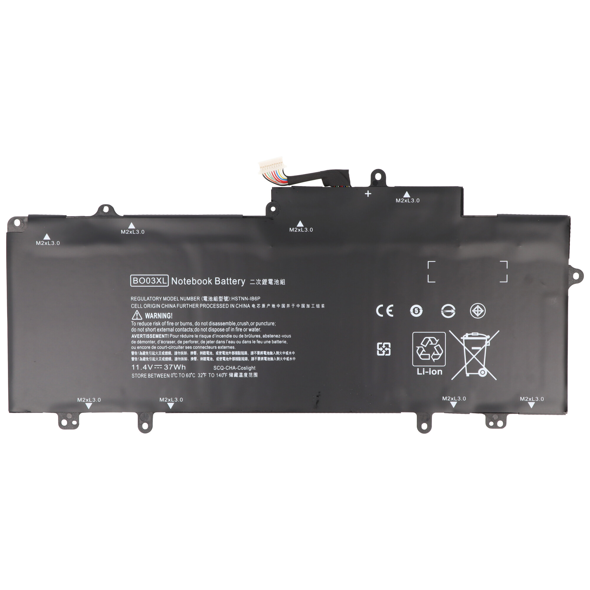 Akku passend für HP Chromebook 14 G3, Li-Polymer, 11,4V, 3250mAh, 37Wh