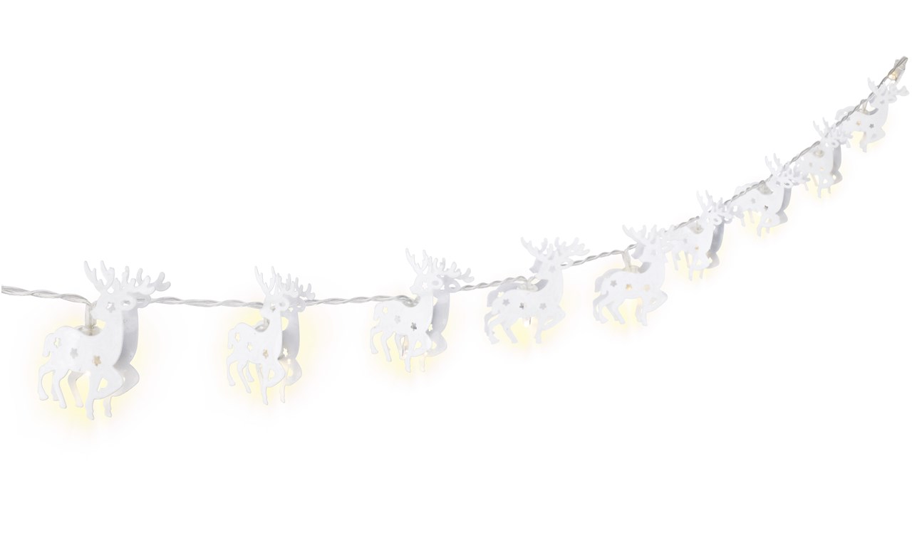 Goobay 10er LED-Lichterkette "Rentier", weiß - mit Timer-Funktion, warm-weiß (3000 K), batteriebetrieben
