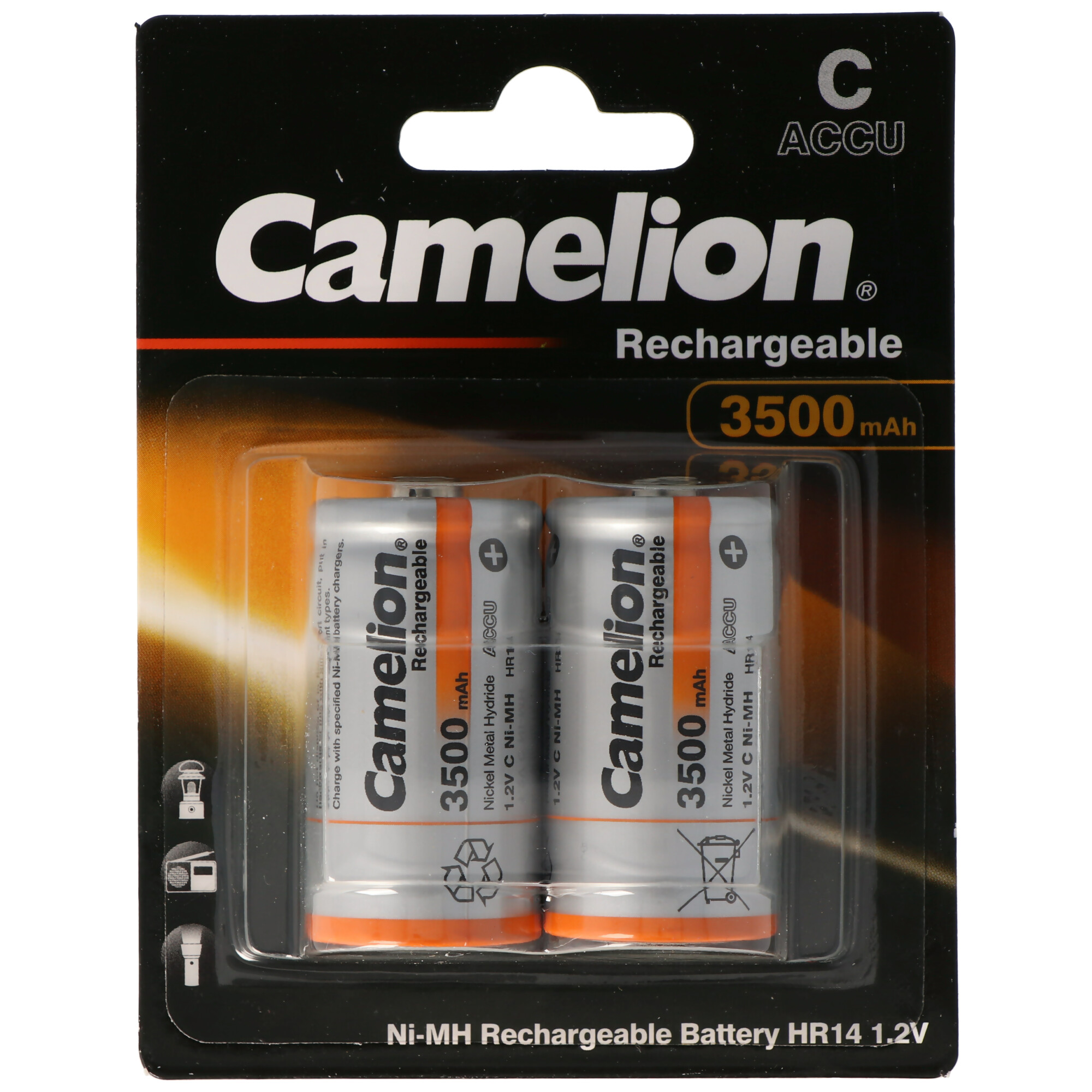 NiMH Akku Baby LR14 C HR14 mit bis zu 3500mAh 1,2 Volt im 2er Blisterverpackung