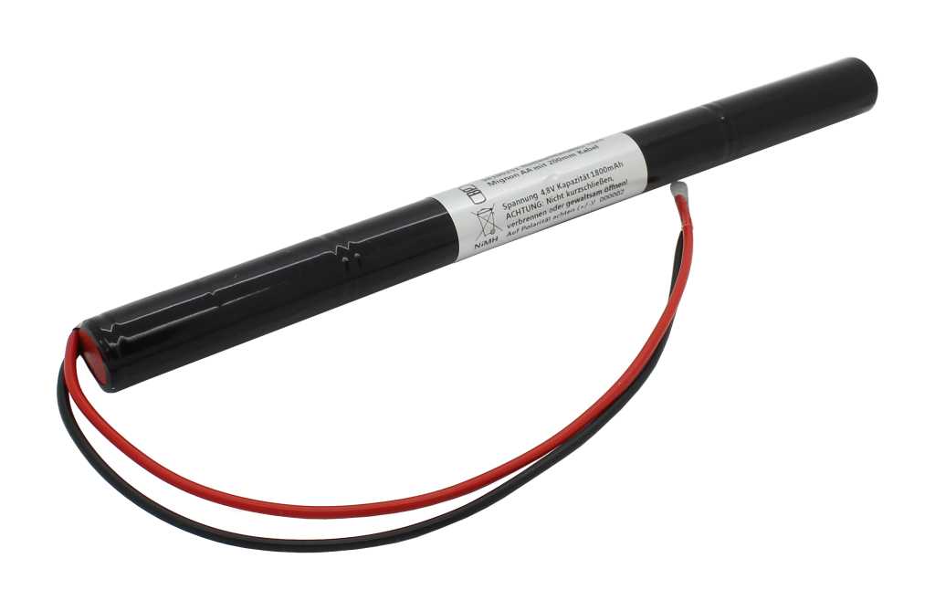 Notleuchtenakku NiMH 4,8V 1800mAh L1x4 Mignon AA mit 200mm Kabel