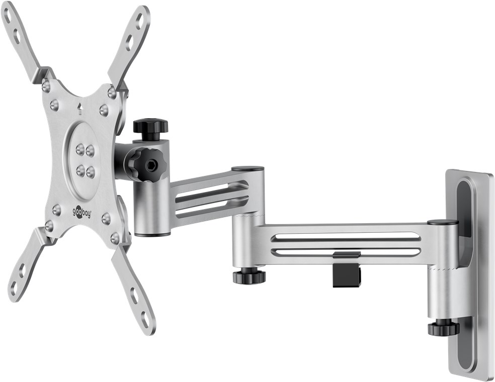 Goobay TV-Wandhalterung Caravan FULLMOTION (M), silber - Halterung für Fernseher von 13 bis 43 Zoll (33 – 109 cm), max. 15 kg, vollbeweglich: schwenkbar, neigbar, bis zu 38,6 cm ausziehbar