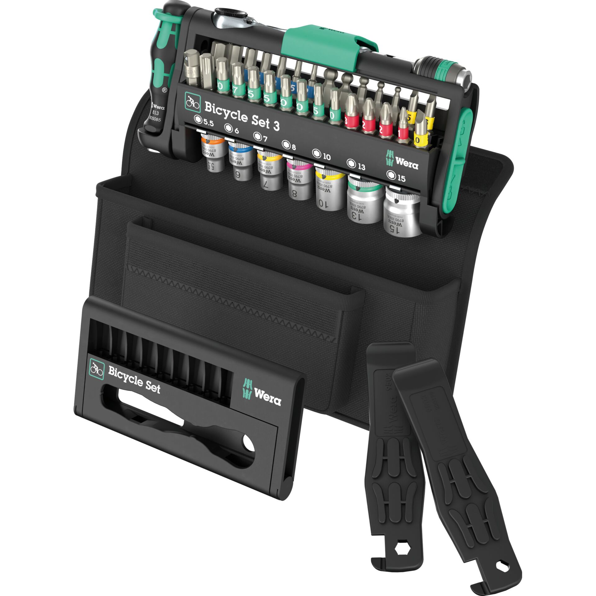 Wera Bicycle Set 3 – 41-teiliges Fahrradwerkzeug-Set mit Mini-Ratsche und Textiltasche