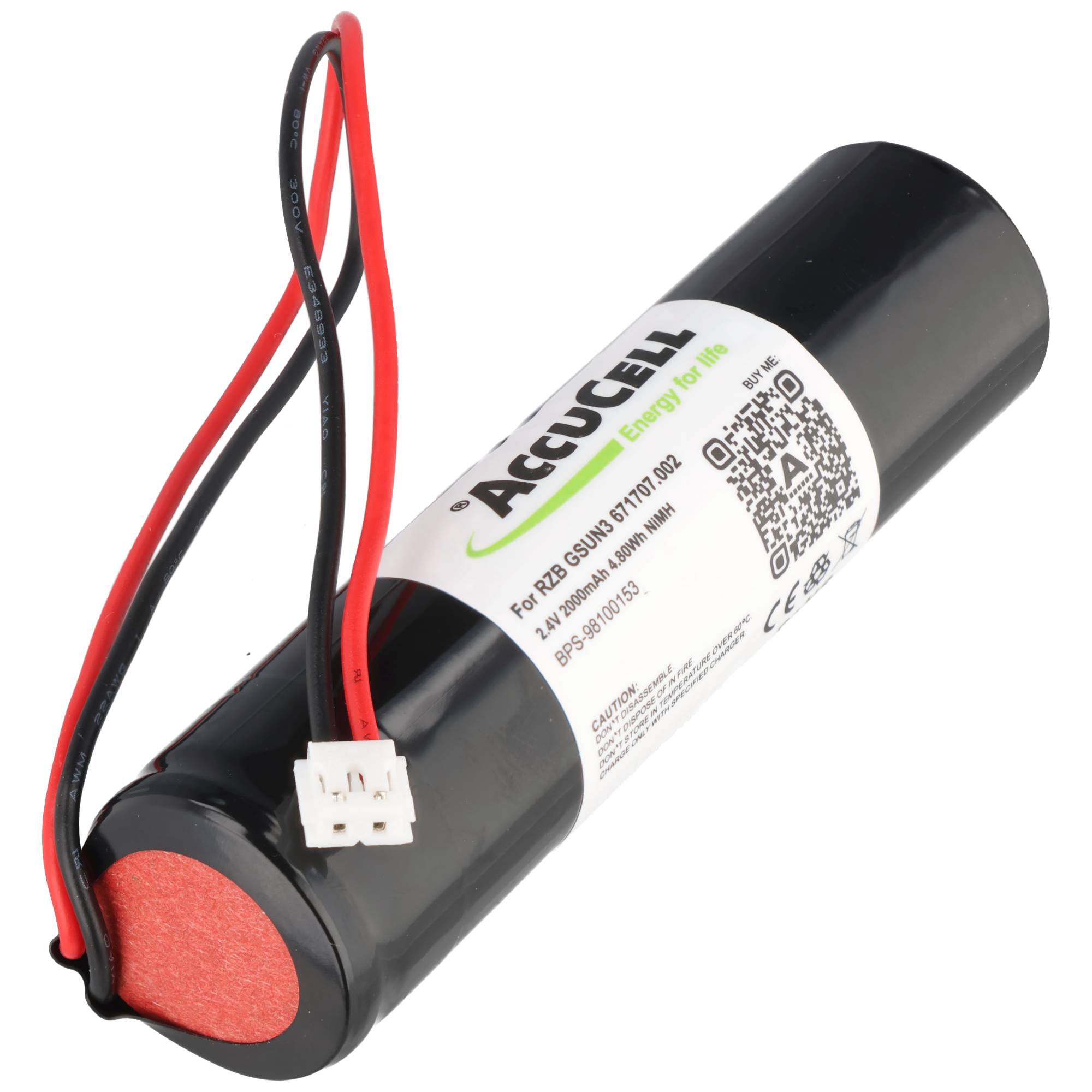 Notleuchtenakku NiCd 2,4V 1800mAh L1x2 Sub-C mit Kabel und Stecker passend für RZB GSUN3 671707.002