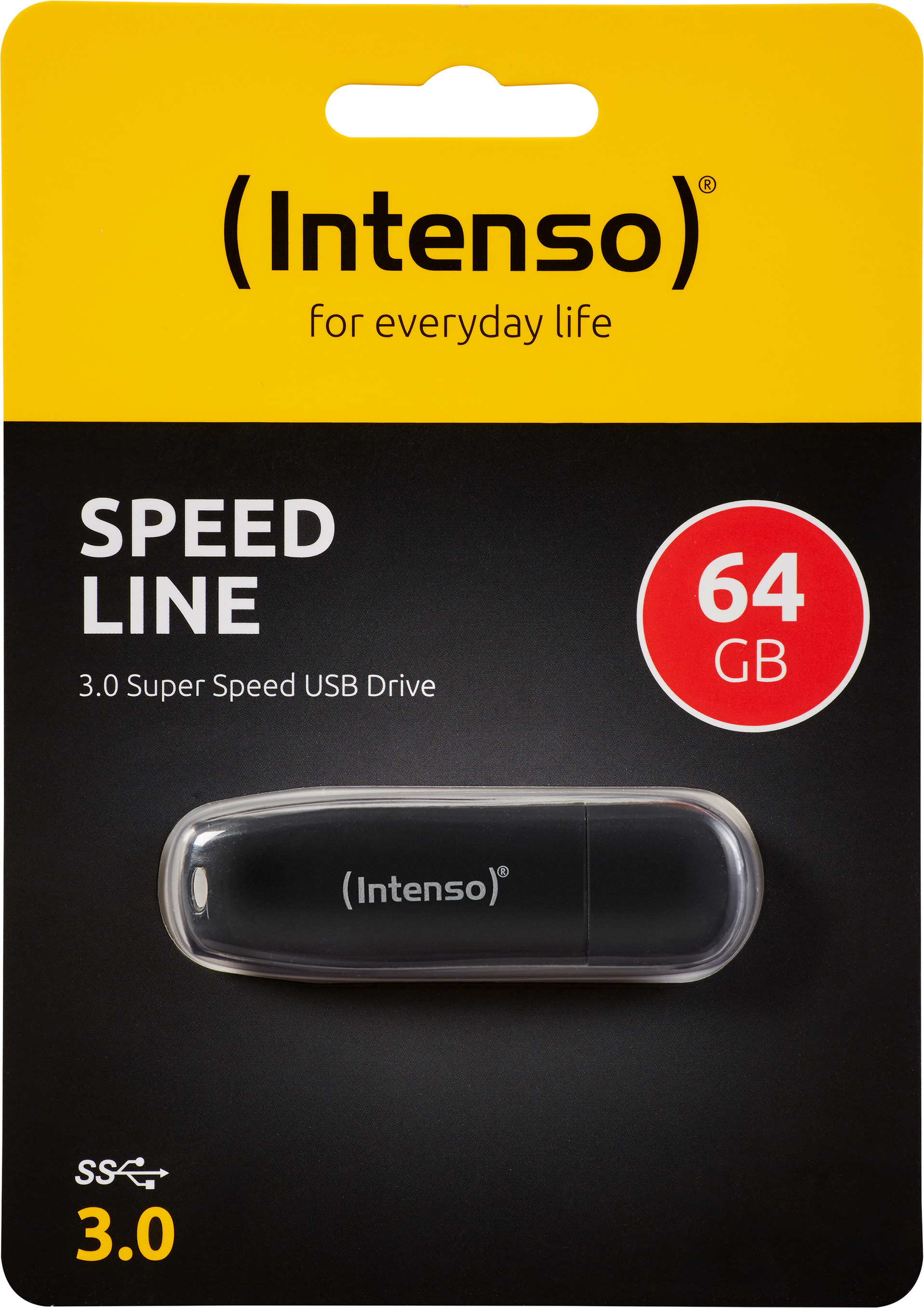 Intenso USB 3.0 Stick 64GB, Speed Line, schwarz Typ-A, (R) 70MB/s, Retail-Blister