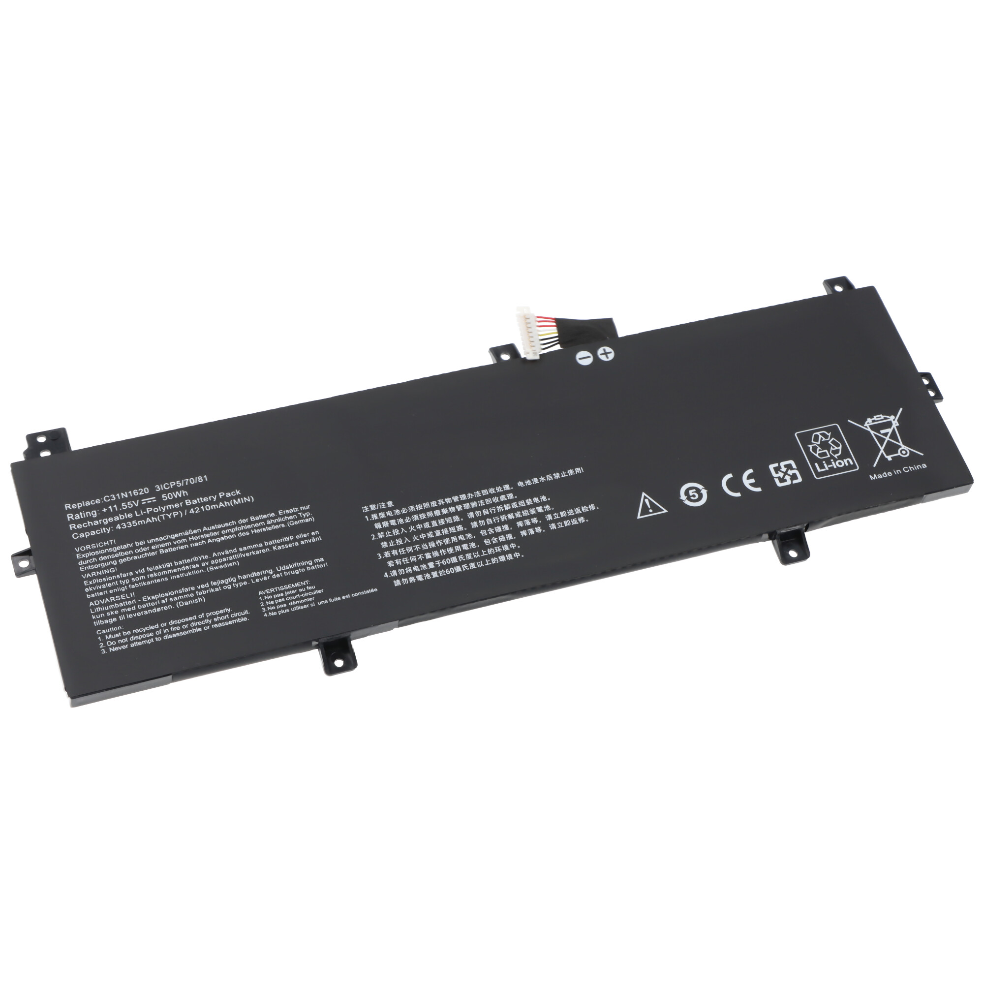 Akku passend für ASUS ZenBook UX430UN, C31N1620, Li-Polymer, 11,55V, 4320mAh, 50Wh, built-in, ohne Werkzeug