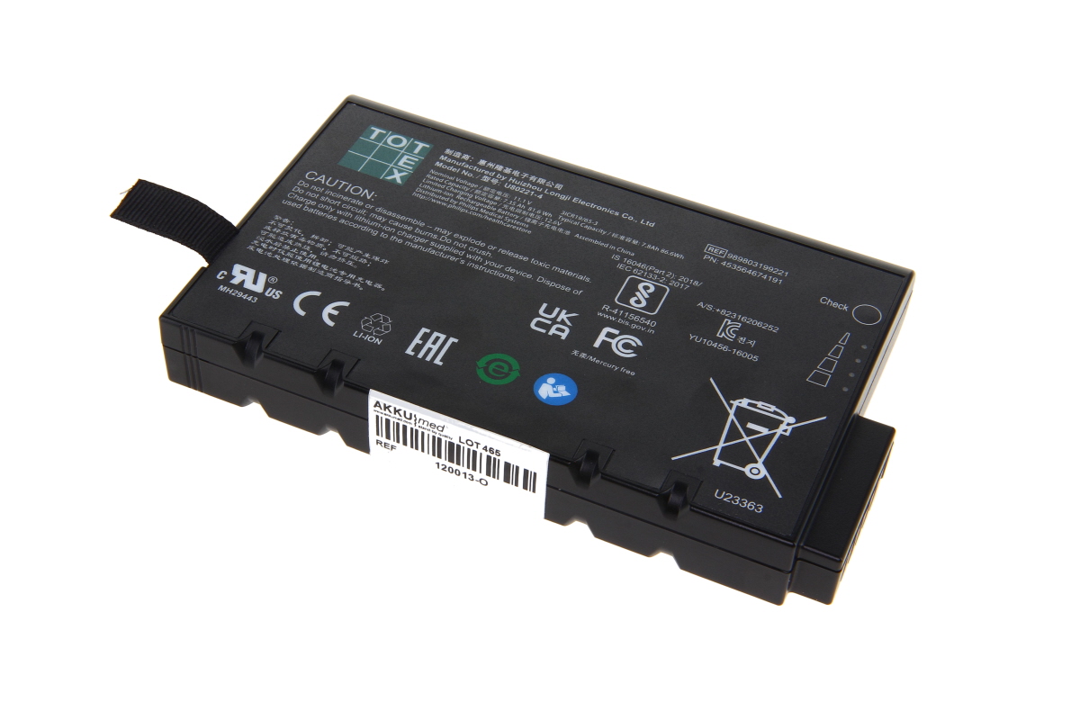 Original Li Ion Akku für Philips Monitor EarlyVue VS30 - Typ 989803199221 - 11,1 V 7800 mAh 147,7x88,8x19,3 mm