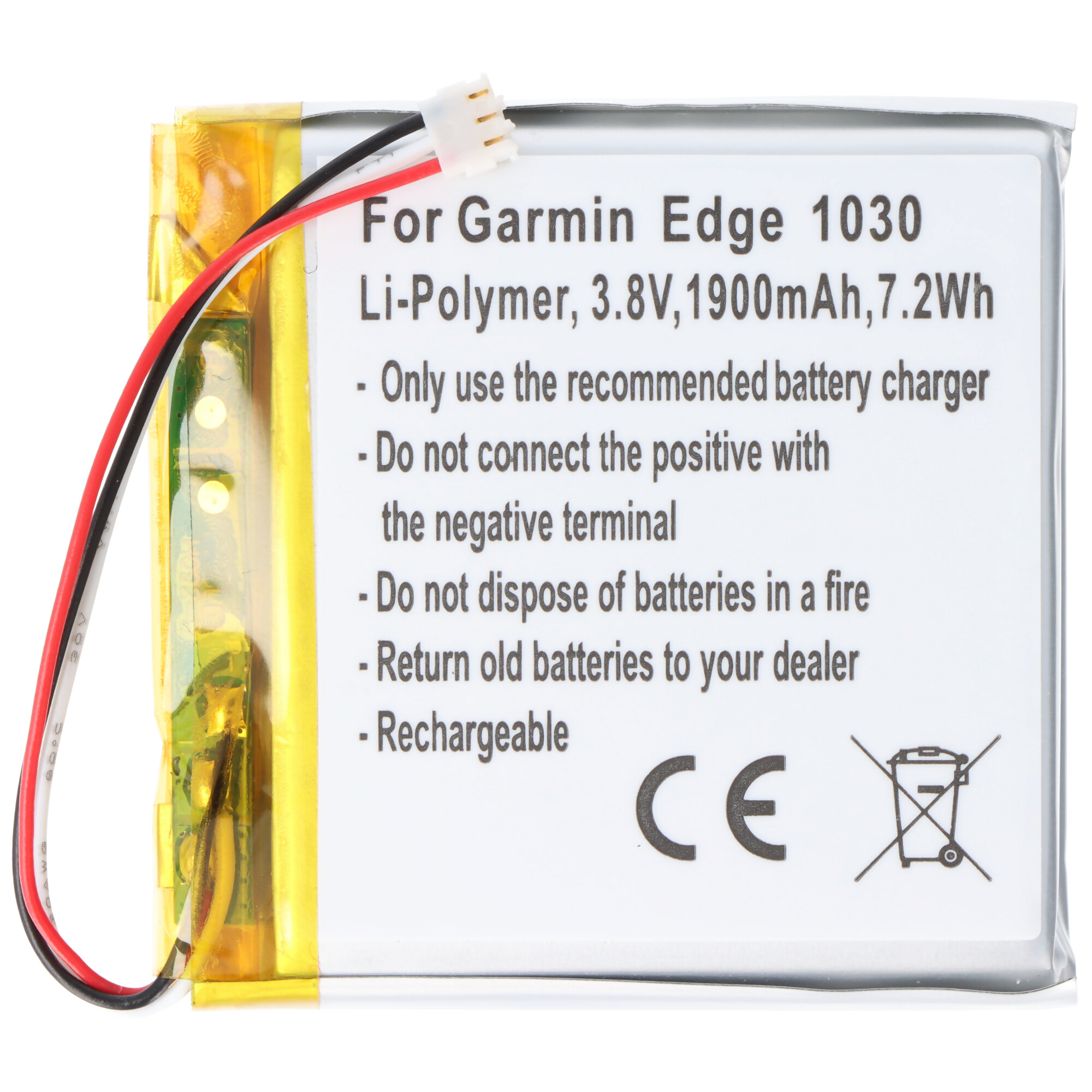 Akku passend für Garmin Edge 1030, Li-Polymer, 3,8V, 1900mAh, 7,2Wh