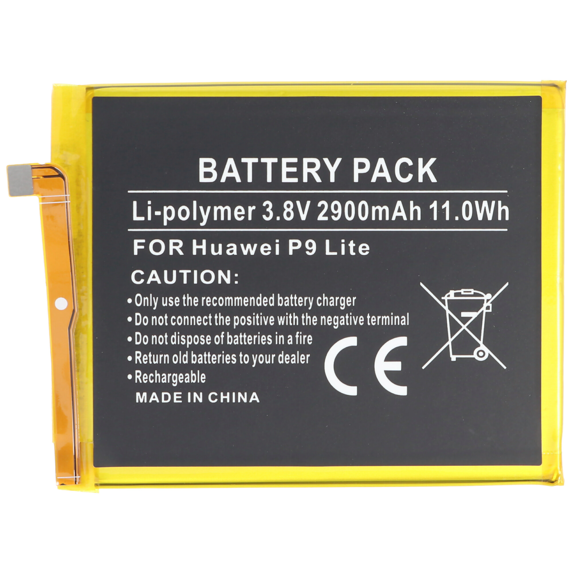 Akku passend für Huawei P9 Lite Akku HB366481ECW Li-Polymer, 3,8V, 2900mAh, 11,0Wh, built-in, ohne Werkzeug