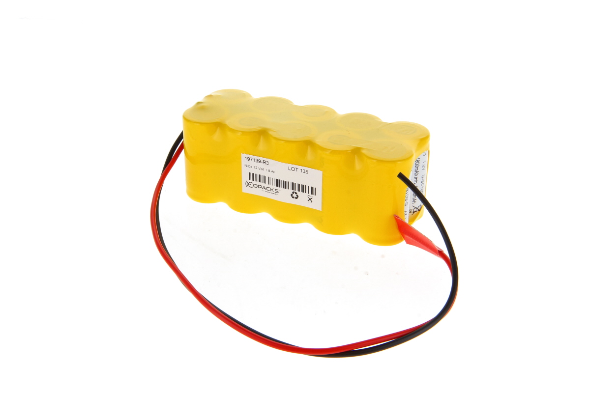 CoPacks NC Akku Not- und Sicherheitsbeleuchtung - Sub C-Size - 12 V 1800 mAh 111x45x43 mm (offenes Kabelende)