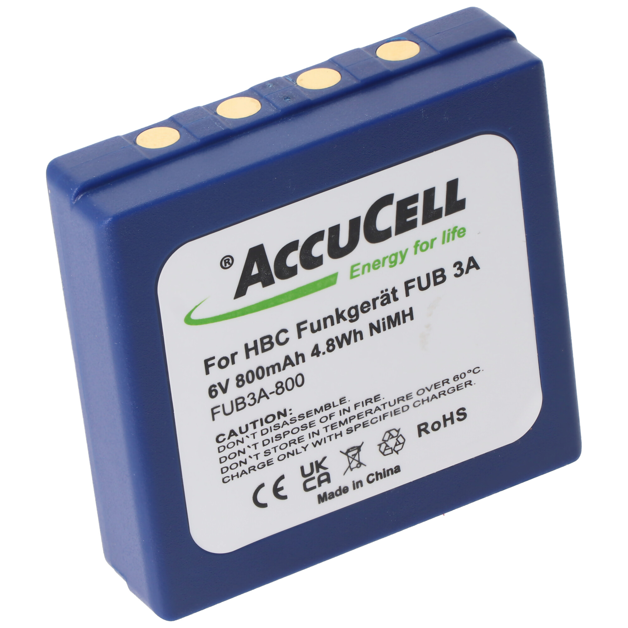 800mAh Akku passend für HBC Funkgerät FUB 3A Akku BA203060, BA222060, 6 Volt 730mAh