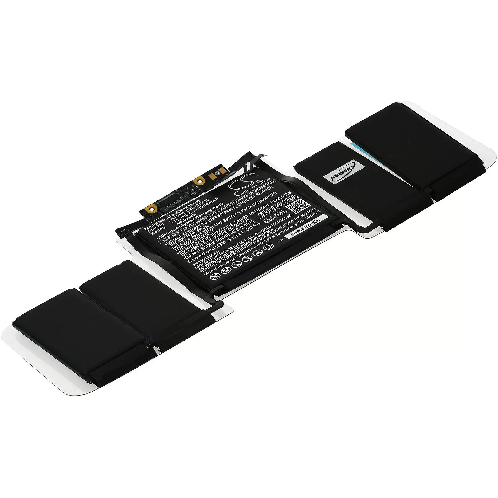 Akku für Laptop Apple MacBook Pro Core i7 3.5 13" Touch (2017) / i5 3.1 13" Touch (2017) / Typ A1819 - 11,4V - 4300 mAh