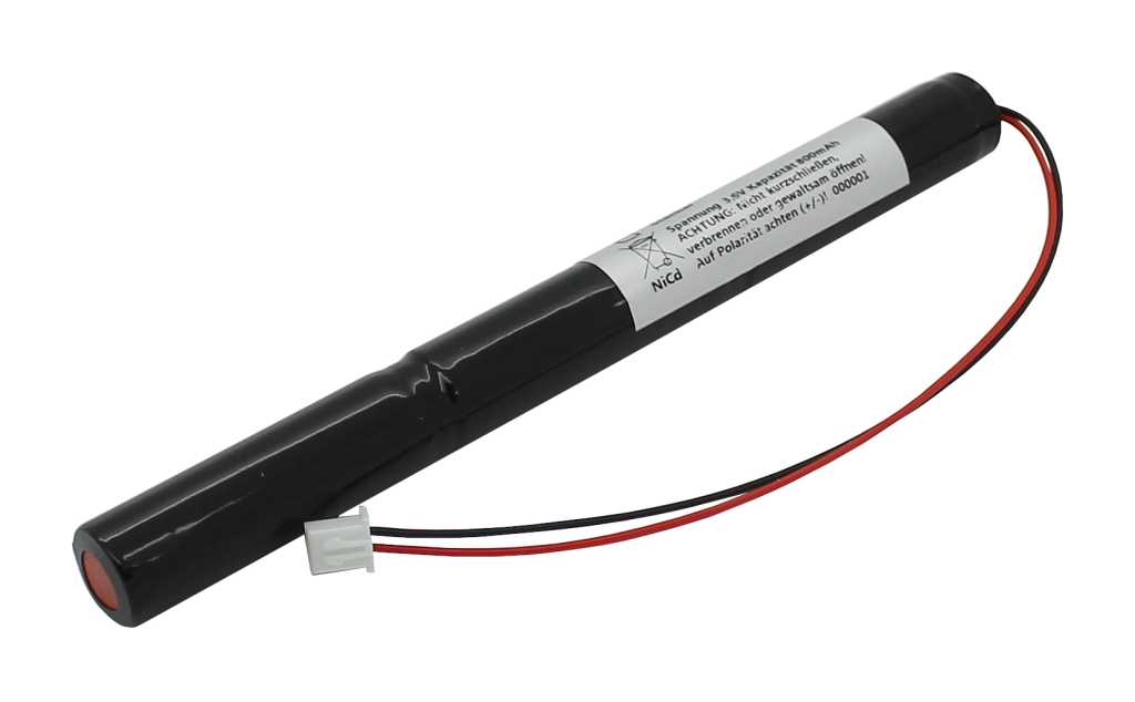 Notleuchtenakku NiMH 3,6V 1000mAh L1x3 Mignon AA mit 150mm Kabel und Stecker