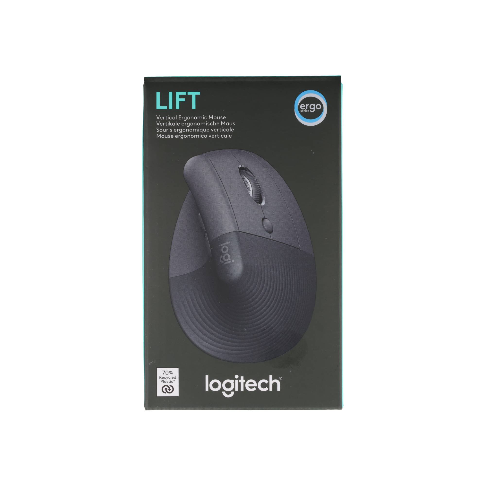 Logitech Maus LIFT, Vertical, Wireless, Bolt, Bluetooth, grafit Optical, 4000 dpi, 6 Tasten, Right, Retail