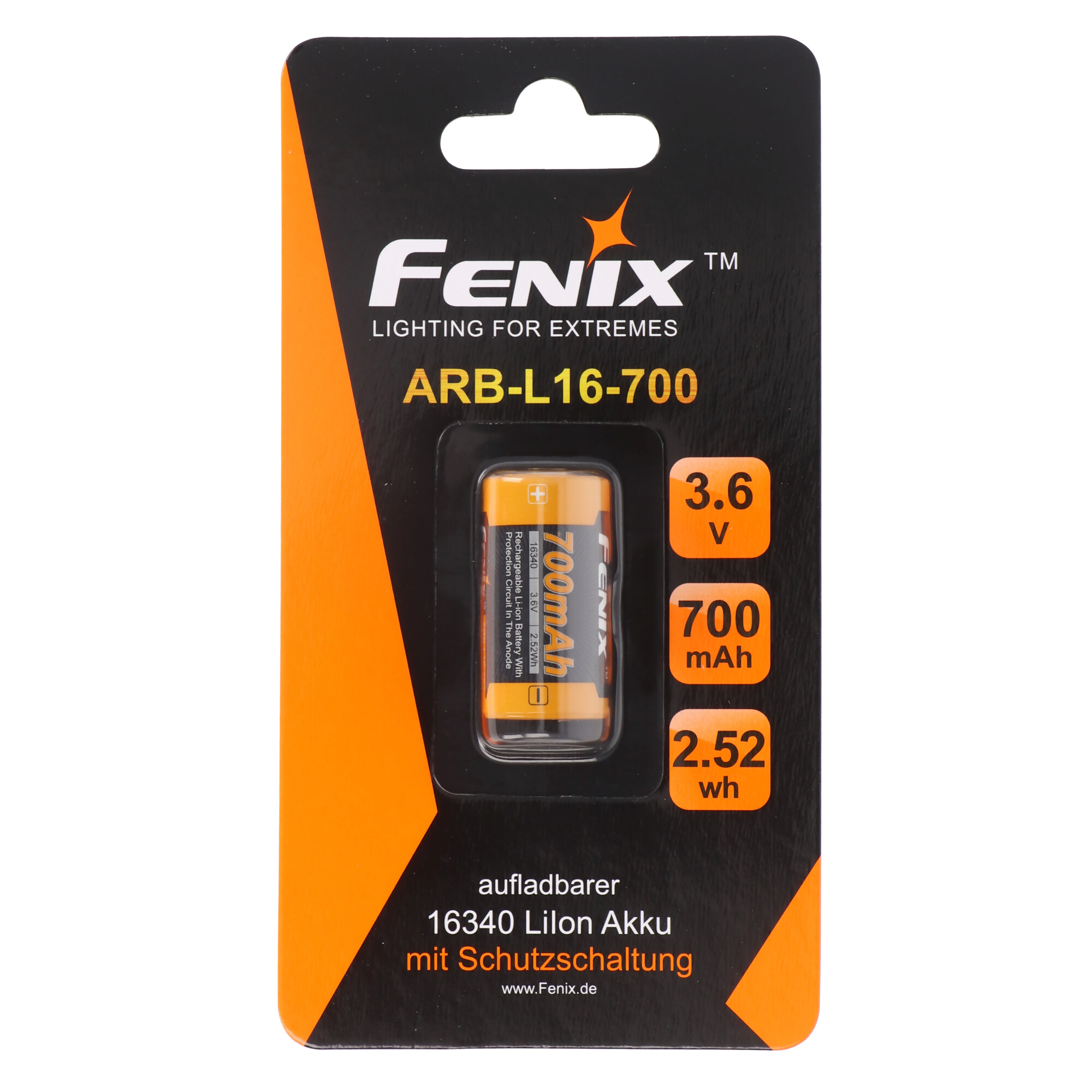 CR123 A Li-ion Batterie wiederaufladbar 3,6-3,7 Volt min.700mAh, typisch 760mAh, max. 820mAh, 35x16mm mit AkkuShop Transportbox