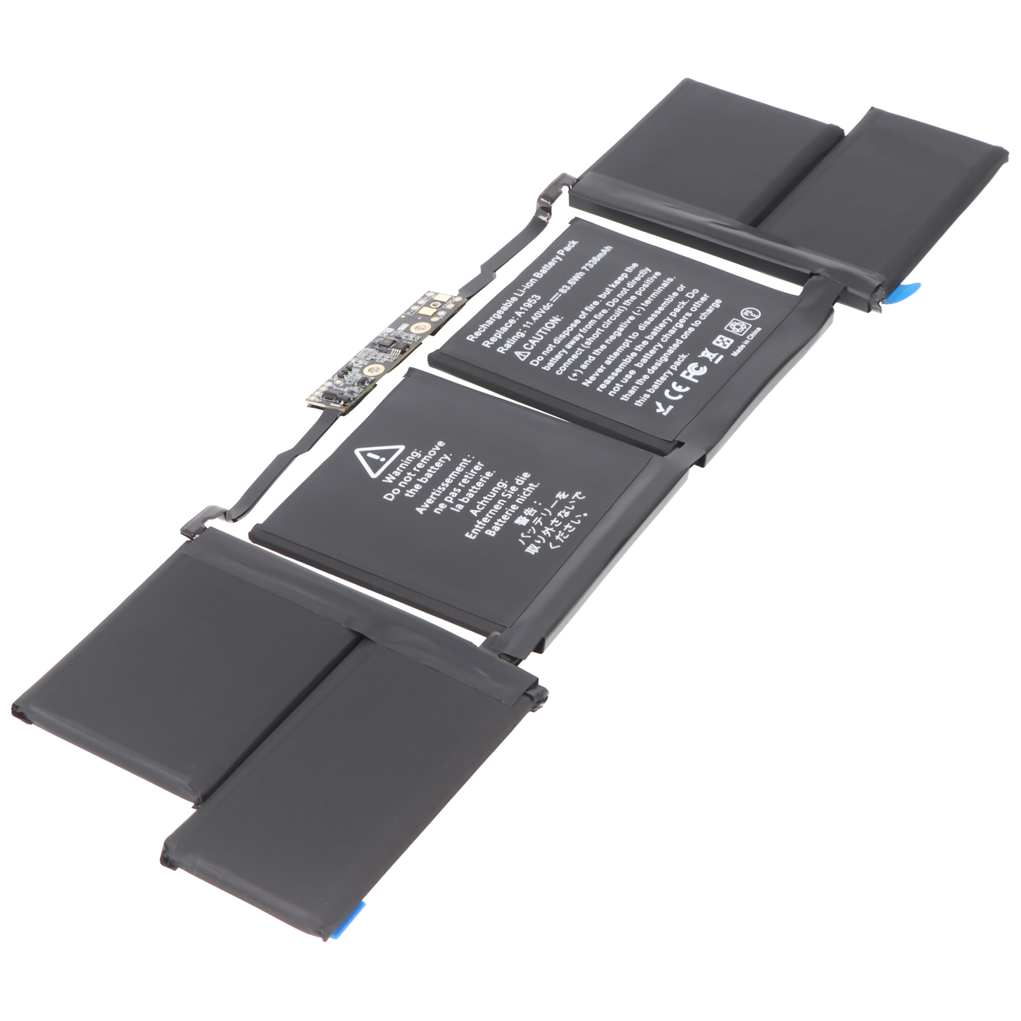 Akku passend für A1953 für MacBook Pro 15" 2018, A1990 EMC 3215, Li-Polymer, 11,4V, 7336mAh, 83,6Wh, built-in, ohne Werkzeug