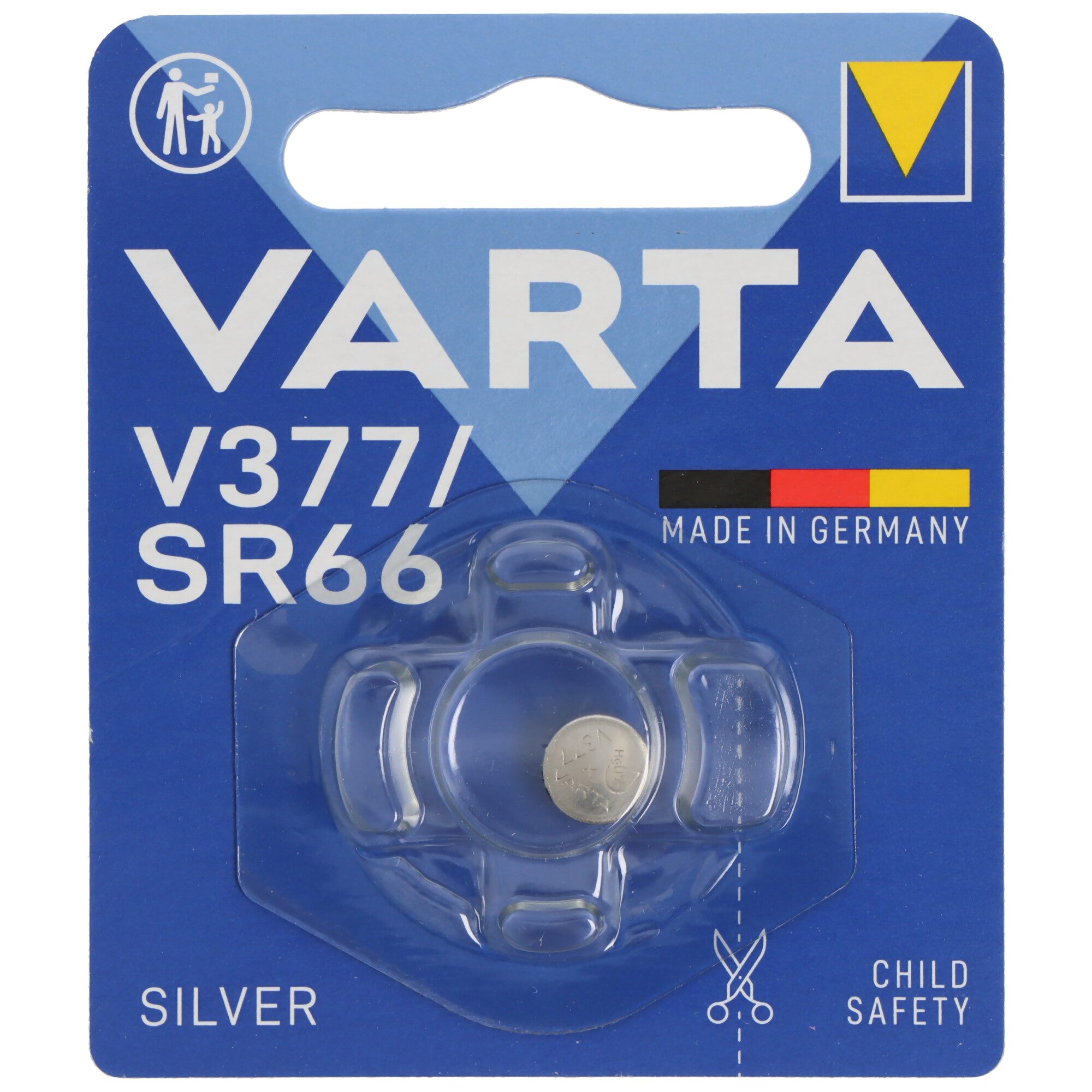Varta Batterie Silver Oxide, Knopfzelle, 377, V377, SR66, 1.55V Electronics, Retail Blister (1-Pack)