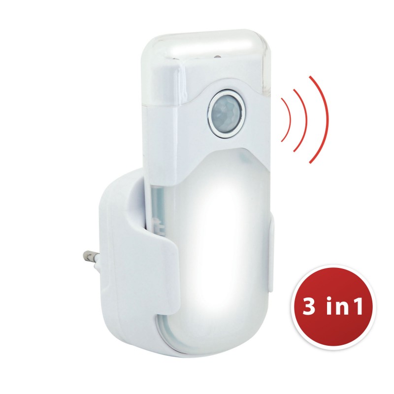 LED Nachtlicht mit automatischer Notbeleuchtung, Anti-Blackout, praktische Taschenlampenfunktion, mit Bewegungsmelder und PIR-Sensor, horizontale Buchse