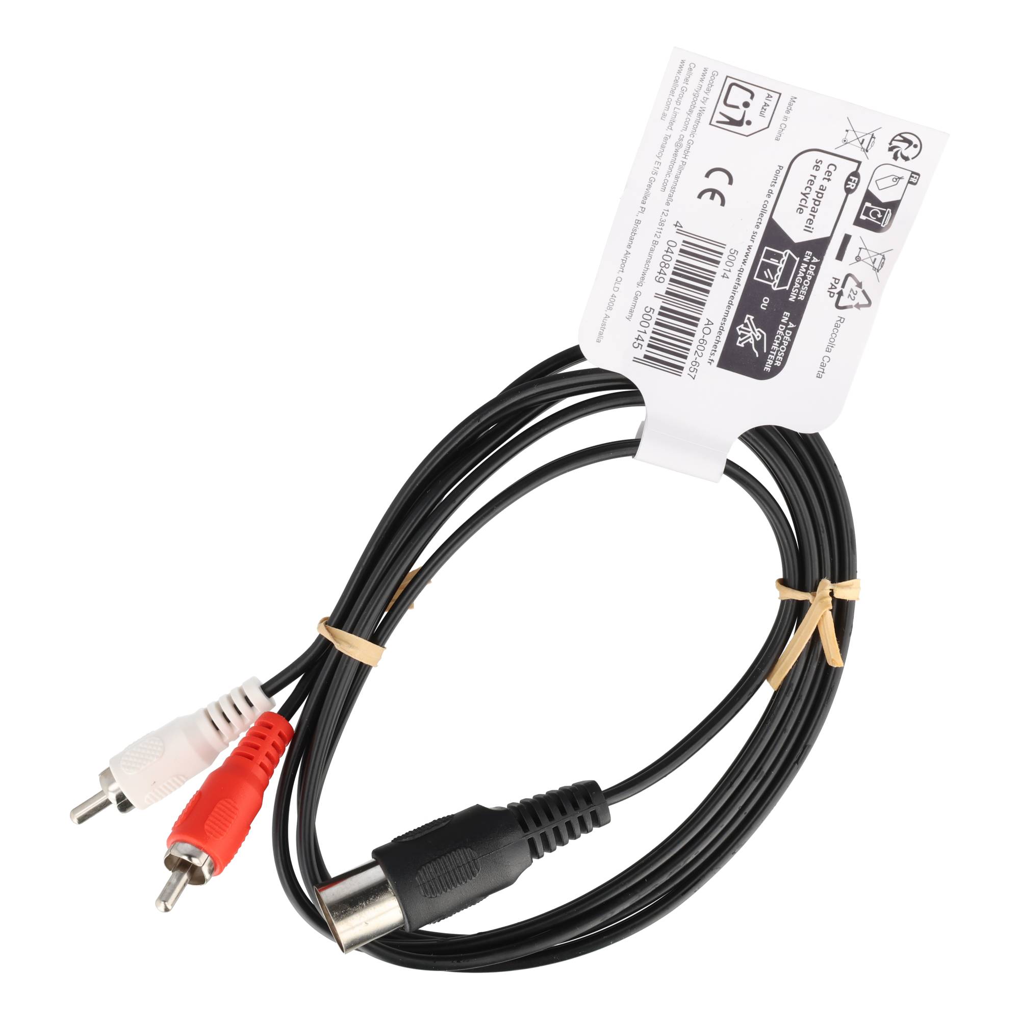 Audio-Video-Kabel 1,5 m 5-polig DIN-Stecker > 2 x Cinch-Stecker