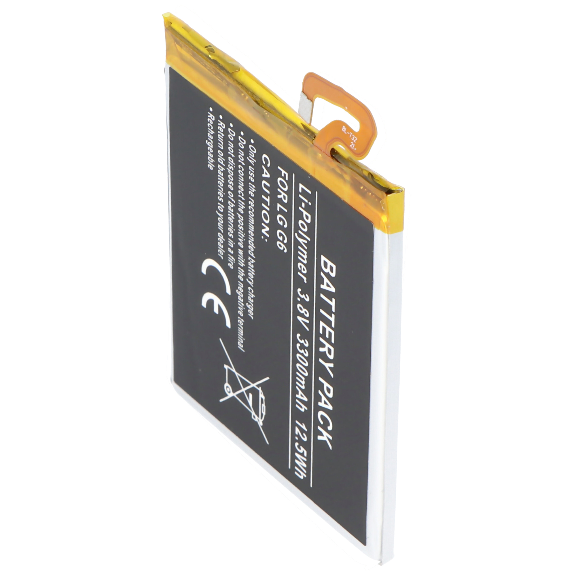 Akku passend für LG G6, Li-Polymer, 3,8V, 3300mAh, 12,5Wh, built-in, ohne Werkzeug