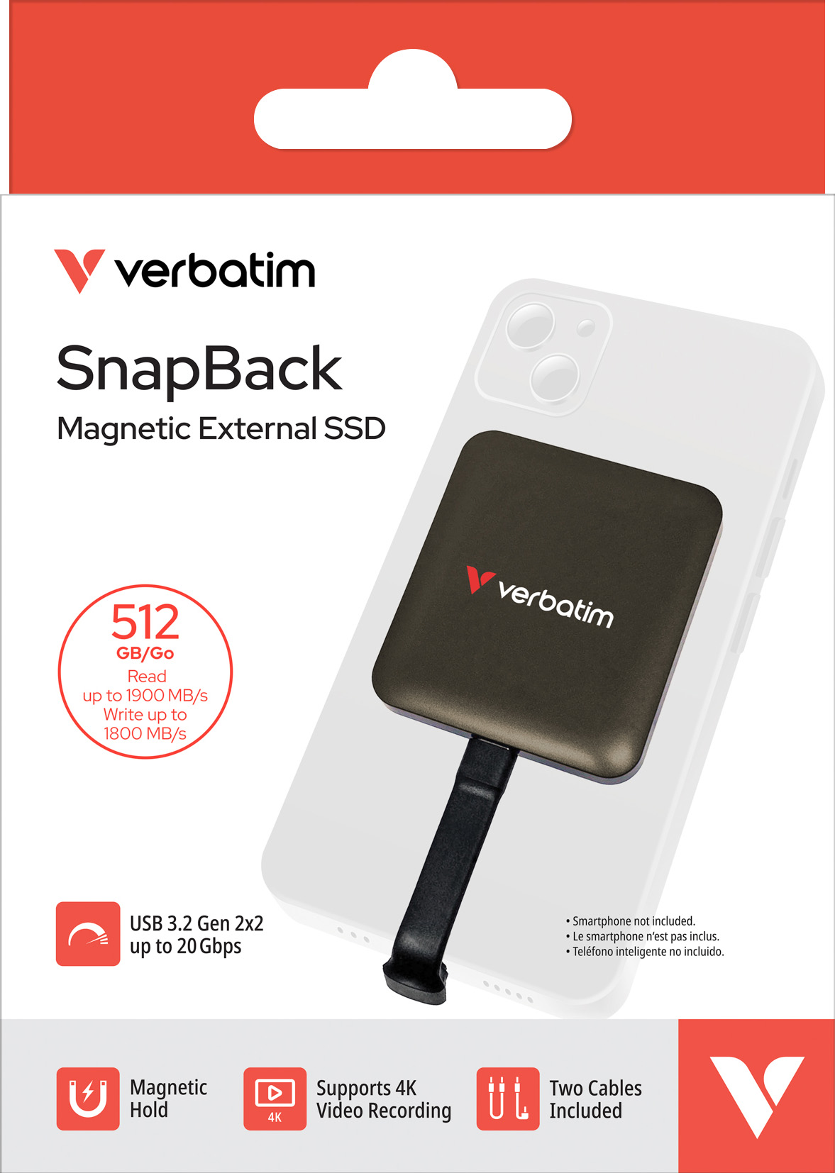 Verbatim SSD SnapBack 512GB, inkl. Kabel, USB-C, Moccha Metallic (R) 1900MB/s, (W) 1800MB/s, Retail-Blister