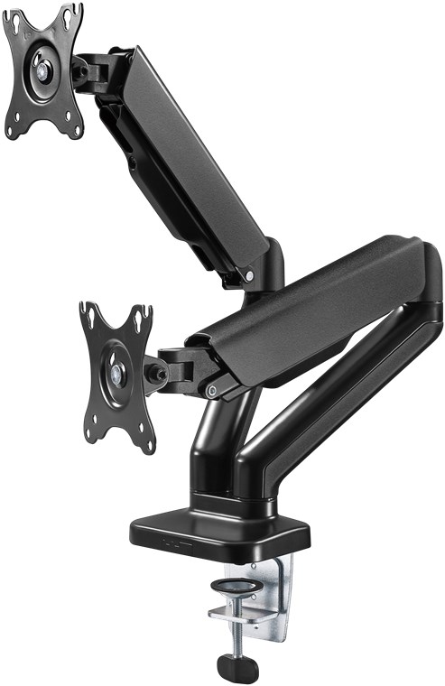 Goobay Doppel-Monitorhalterung mit Gasdruckfeder - für Monitore zwischen 17 und 32 Zoll (43-81 cm)