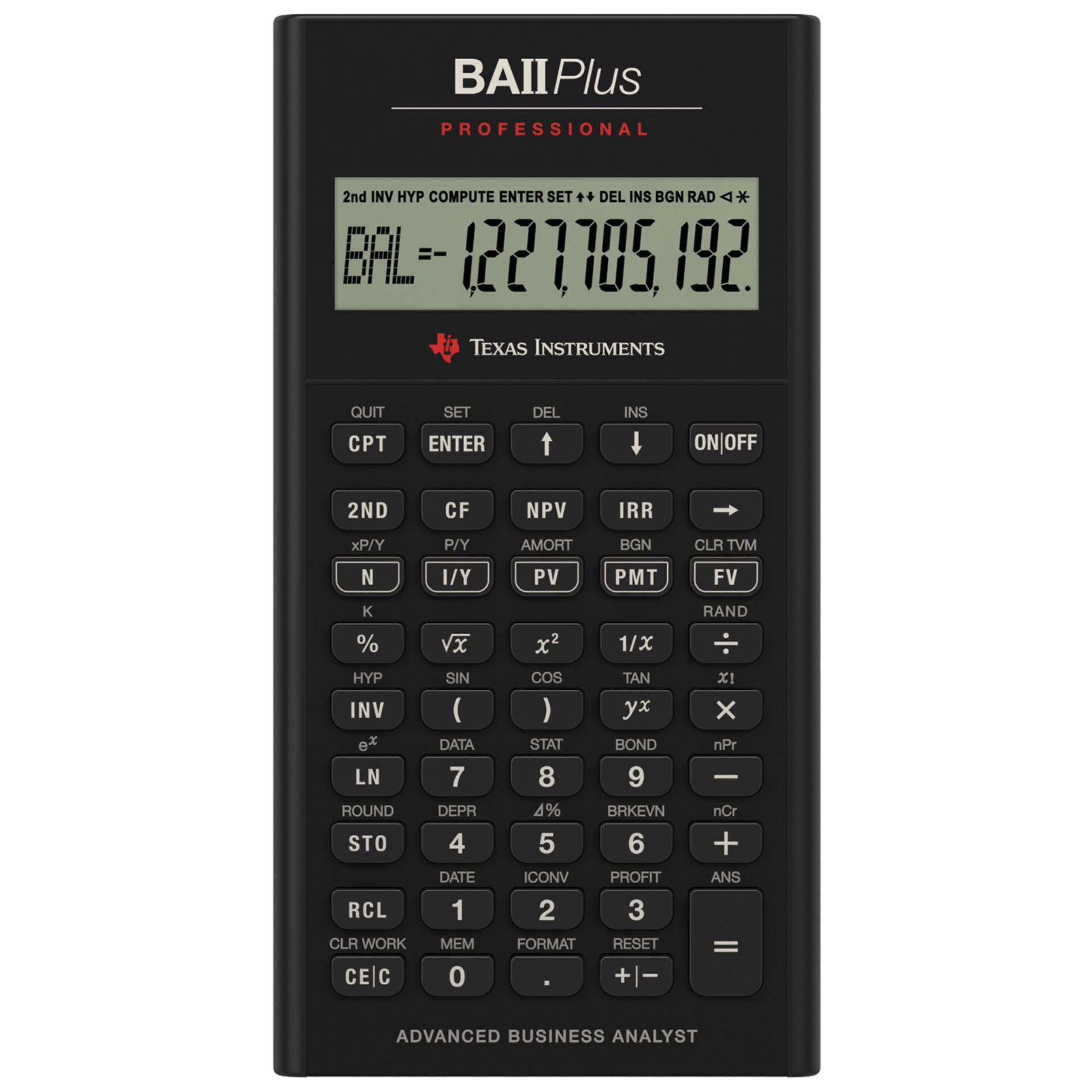 Texas Instruments BA II Plus Professional Finanzrechner – 10-stellig, 32 Cashflows, schwarz