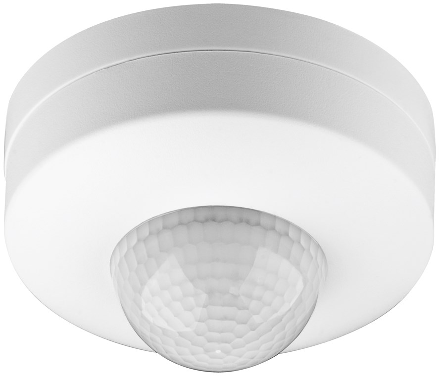 Infrarot Bewegungsmelder zur Aufputz-Deckenmontage, 360° Erfassung, 12 m Reichweite, für Innen (IP20), LED-geeignet, 3-fach Infrarot