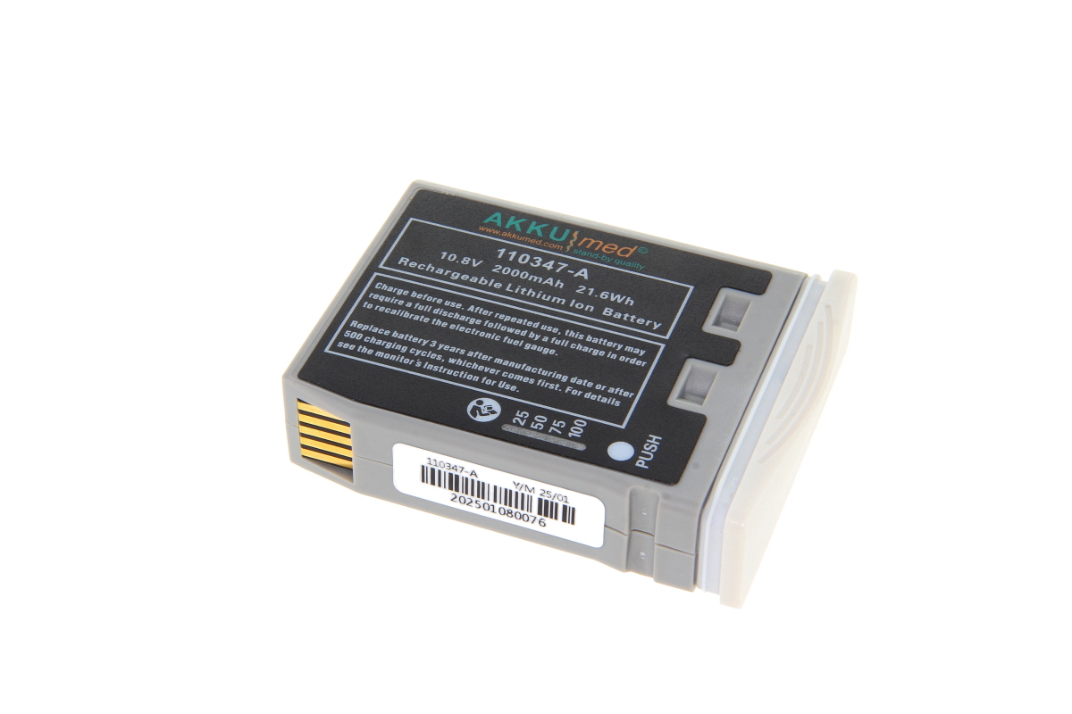 AKKUmed Li Ion Akku passend für Philips Monitor Intellivue Typ M4607A für MP2/ X2 / M3002A/ M8102A - 10,8 V 2000 mAh 81x66x20 mm
